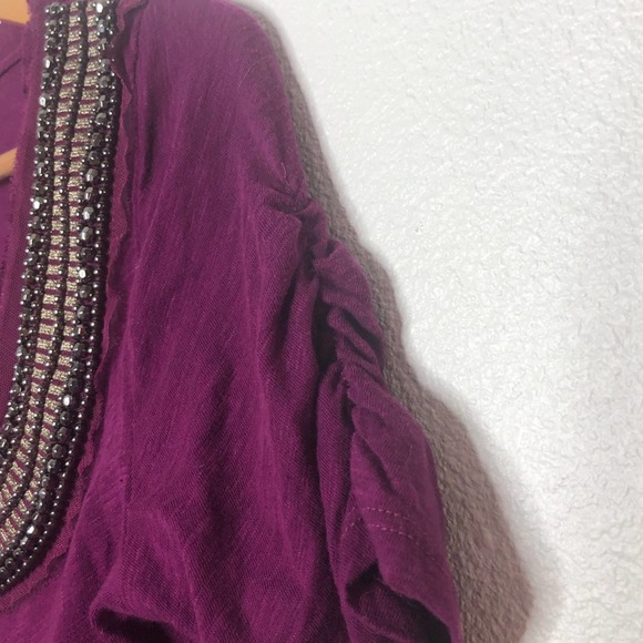 Deletta Anthro Burgundy Jewelscape embellished Top - Picture 4 of 8